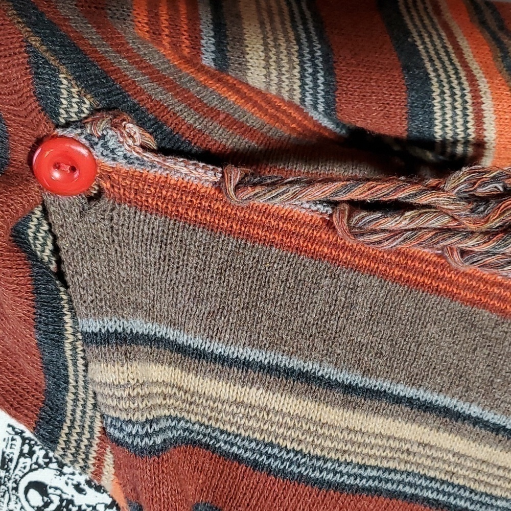 Womens Multi-Color Neutral Bohemian Wrap Cardigan Knit Kimono Stripes Sz.OS - Picture 6 of 9